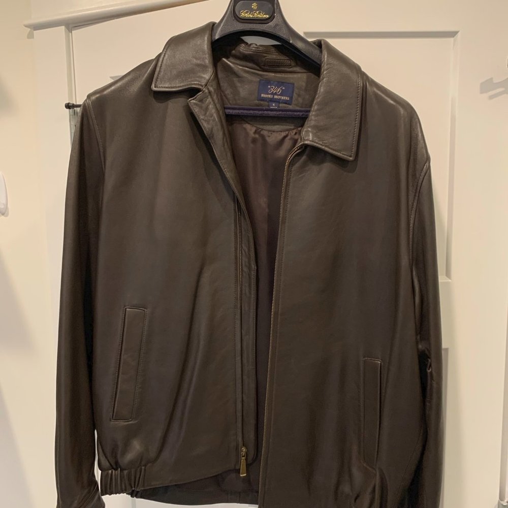 Brooks Brothers Leather Bomber Jacket